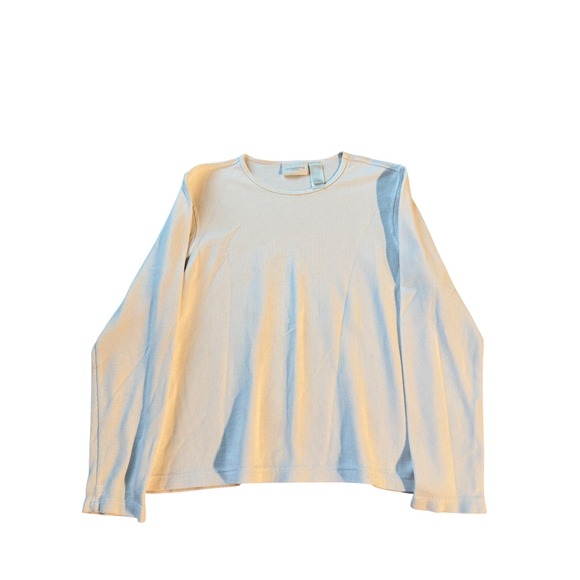 Liz Claiborne Tops - Liz Claiborne Lizsport Cream Ribbed Knit Long Sleeve Crew Neck Top Large